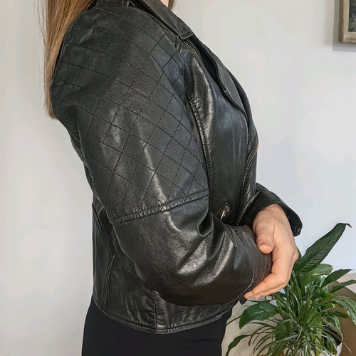 River Island women's leather jacket, black, size M-L