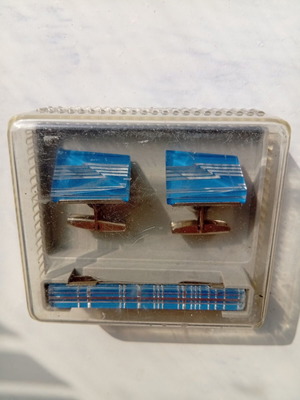 Cufflinks and tie clip set in original USSR box