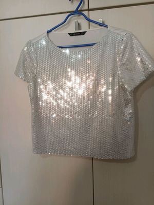 Μπλούζα Ζάρα over size medium 38 άσπρη ασημί σαν καινούργια