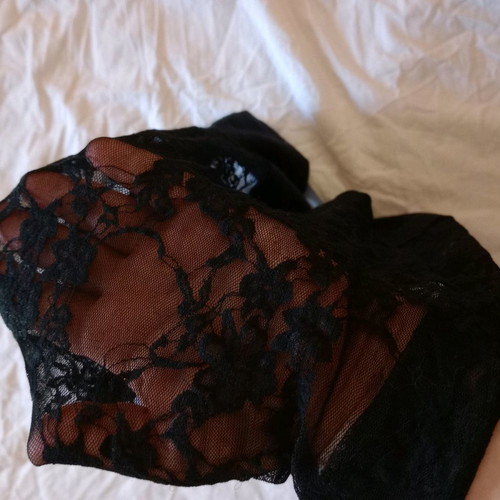 Helios black sleeveless top with lace back used, size XL