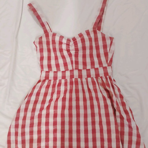 Checked dress used, red and white, short, Zara, size S