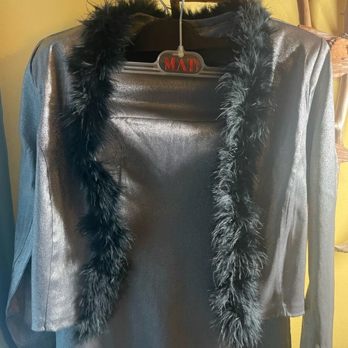 Strapless dress set with silver jacket like new