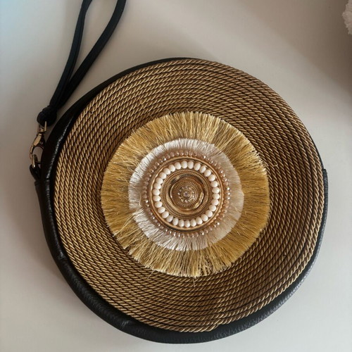Handbag like new with fringes and black faux leather