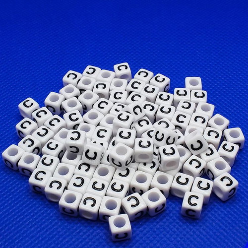 Acrylic Letter C Beads 6mm Pack of 100 New
