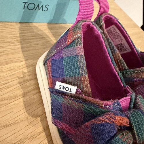 Toms children's espadrilles new, plaid fuchsia green blue