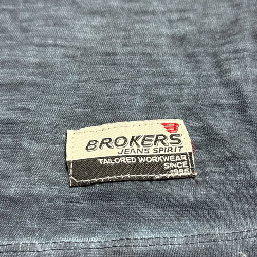 Brokers men's long-sleeve shirt S blue with red logo new