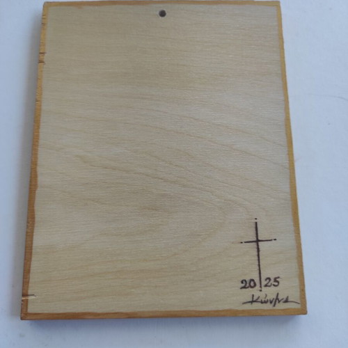 Handmade icon Saint John the Baptist egg tempera on plywood