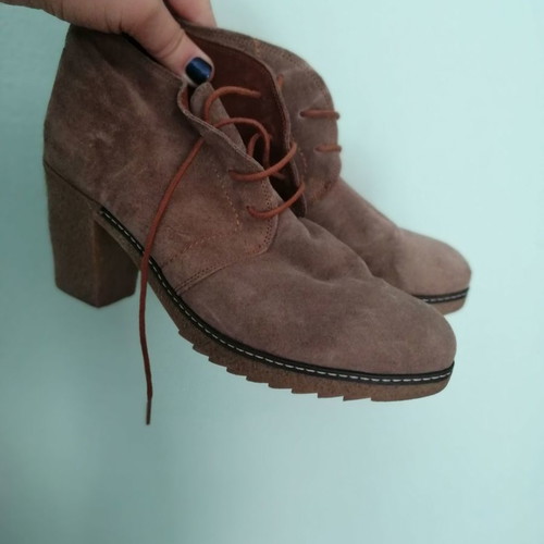 Leather anatomical ankle boots used, brown, size 41, 8 cm heel
