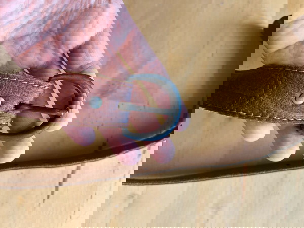 Ζώνη καφέ δερμάτινη Camel