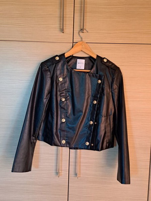 Motf biker faux leather jacket, black, size S