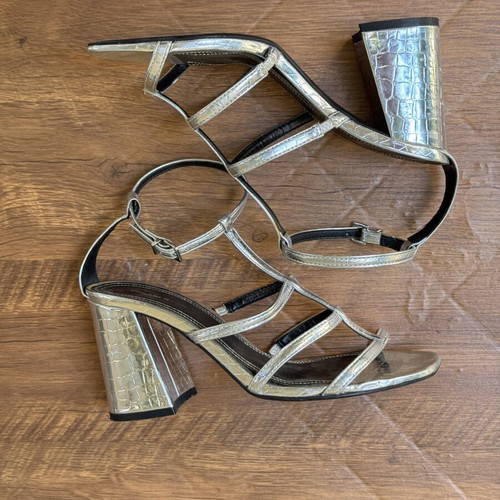 Bershka Silver Heels like new, size 38, croco texture