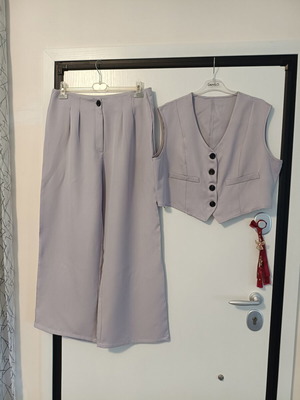 Women's set cropped vest and wide-leg pants new, pastel purple