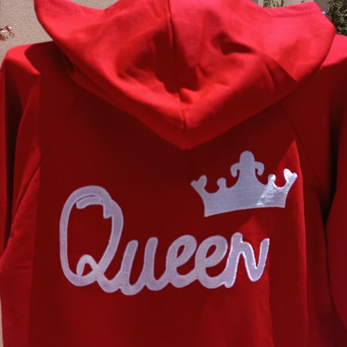 Long hoodie sweatshirt Queen embroidered, cotton, size S, new