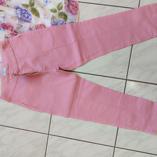 Mayoral floral chiffon tunic and pink pants set for girls