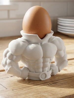 3D Printed Egg Holder like new with Bodybuilder Design
