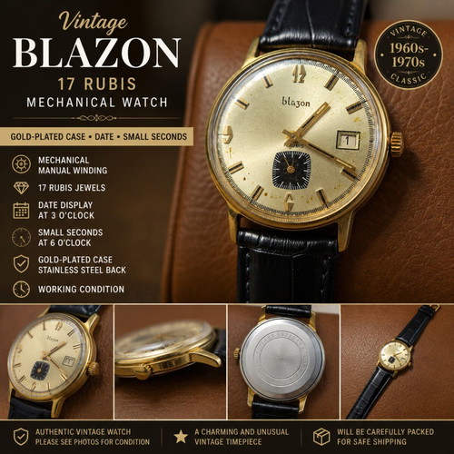 Blazon 17 Rubis gold-plated mechanical men's watch, vintage