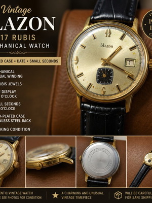 Blazon 17 Rubis gold-plated mechanical men's watch, vintage