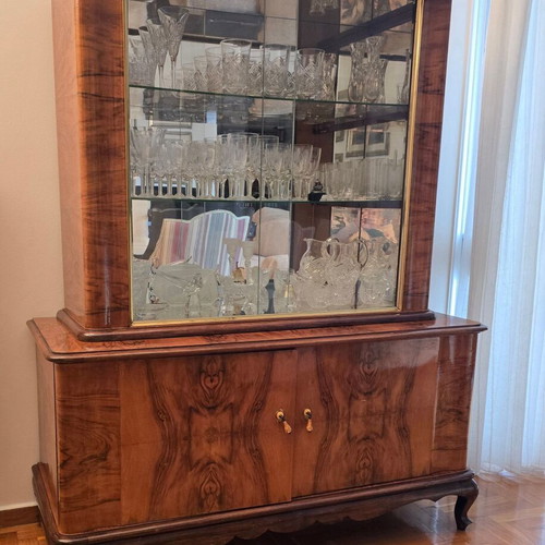 Vintage Art Deco showcase made of walnut wood like new