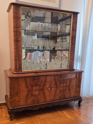 Vintage Art Deco showcase made of walnut wood like new