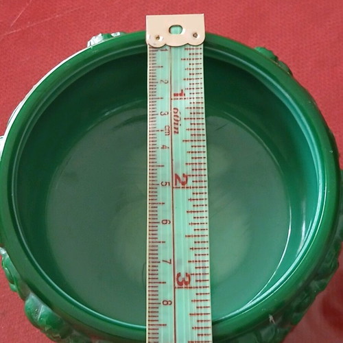 Czech glass malachite powder box like new