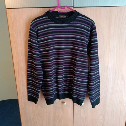 Roberto men's knitted sweater used, size L, black and purple