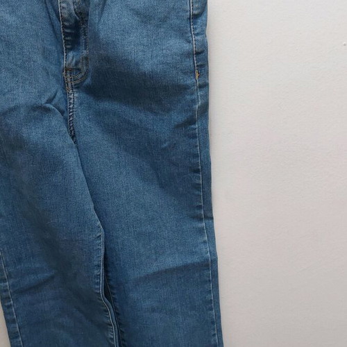 Forever 21 blue high-waisted crop flare jeans used with yellow seams