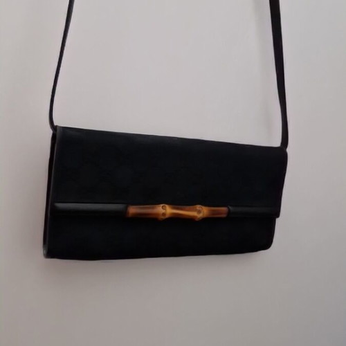 Gucci GG Bamboo Bar bag, vintage black canvas crossbody