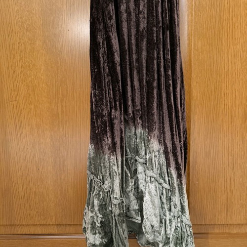 Velvet summer women's dress brown green with straps like new