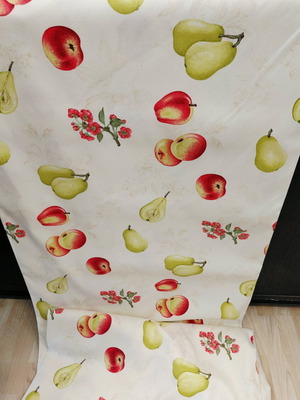 Curtain 6.8m fruit pattern opaque beige, height 3m, new
