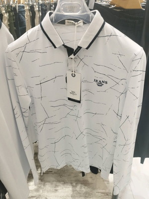 Men's white long-sleeve polo shirt A9035 new