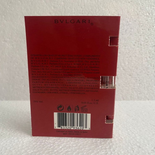Eau Parfumée au Thé Rouge by Bvlgari perfume sample new, 1.5 ml tester