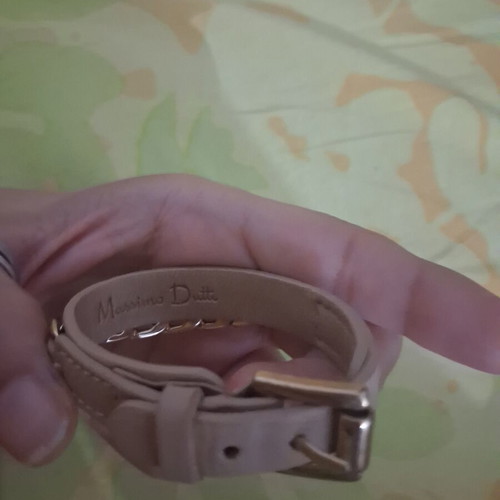 Massimo Dutti women's leather bracelet with gold chain