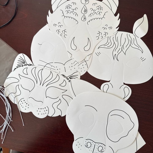 Children's masks for coloring, set of 5 pieces