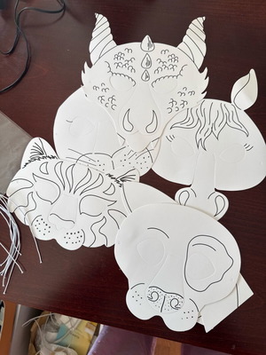 Children's masks for coloring, set of 5 pieces
