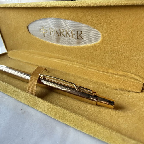 Parker Classic Gold Plated Ballpoint Pen with vintage velvet case