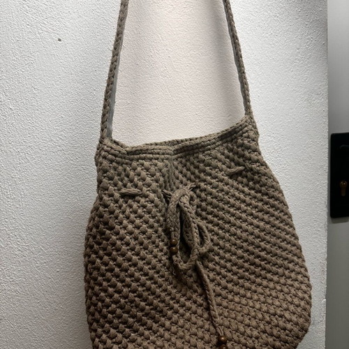 Handmade shoulder bag like new, large, beige/gray