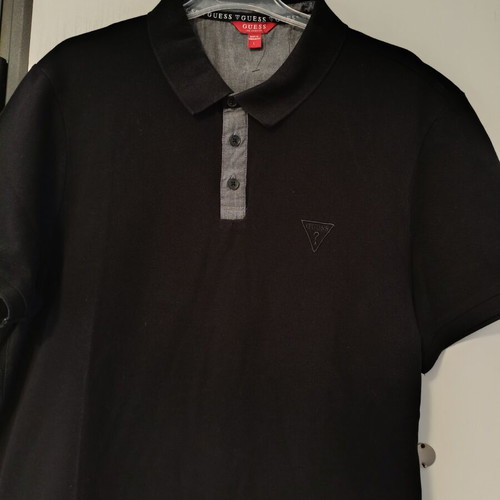 Guess Los Angeles men's polo shirt black with grey details, like new, size L