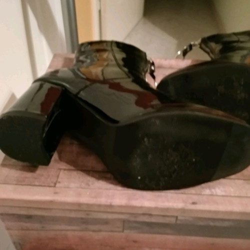 Patent leather ankle boots used, black, size 36, 7cm heel