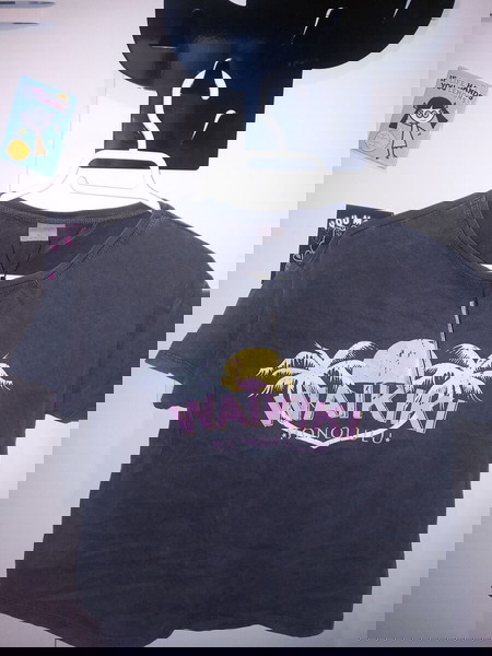 Zara T shirt top crop μπλουζακι  μπλουζα σκουρο γκρι με φοινικες παιδικο κοριτσι 152 cm 11-12 ετων