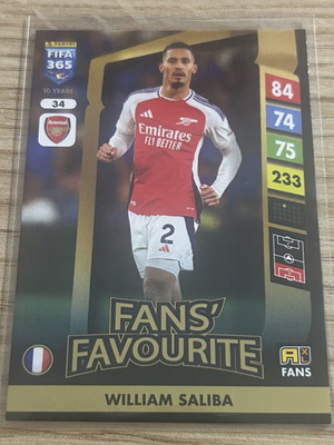 William Saliba Arsenal Panini Adrenalyn XL 2025 card like new