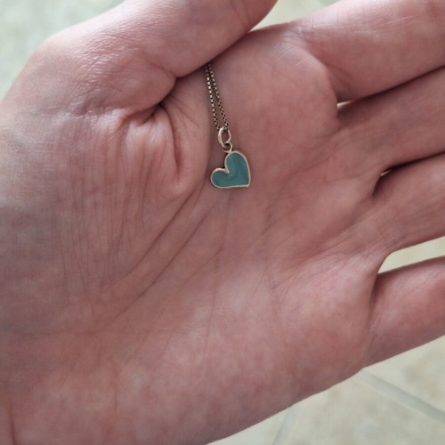 Silver 925 gold-plated heart necklace like new, turquoise