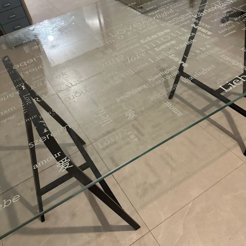 Glass desk used, dimensions 80x150 cm