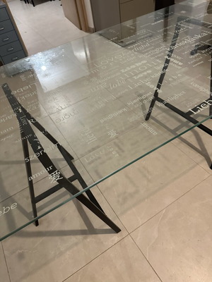 Glass desk used, dimensions 80x150 cm