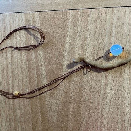Handmade women's necklace used with moonstone and colorful cord