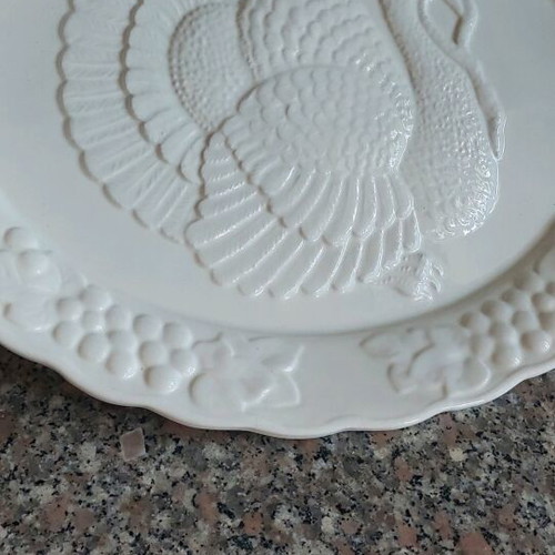 Large ceramic oval platter with embossed design like new