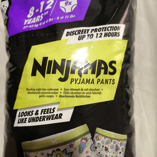 Ninjamas Pyjama Pants pampers sealed pack of 9 for 8–12 years