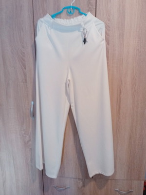White wide-leg palazzo pants XXL, elastic waist
