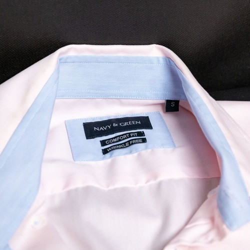 Navy & Green Light Pink Long-Sleeve Shirt, size S, 100% cotton
