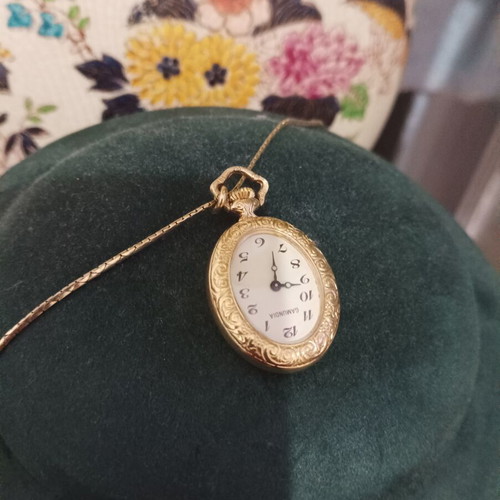 Vintage Gamundia Wind-Up Pocket Watch Pendant used, gold color