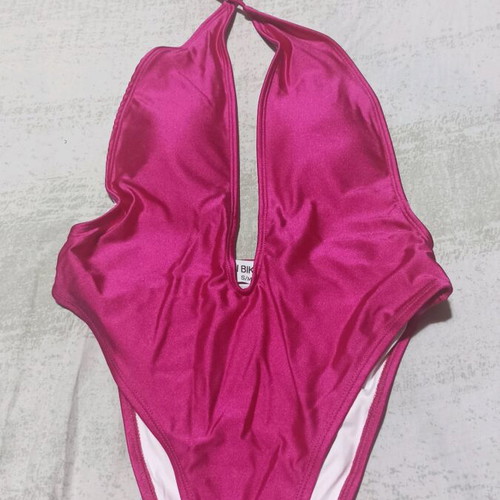 One-piece swimsuit with V opening new, fuchsia, size S/M